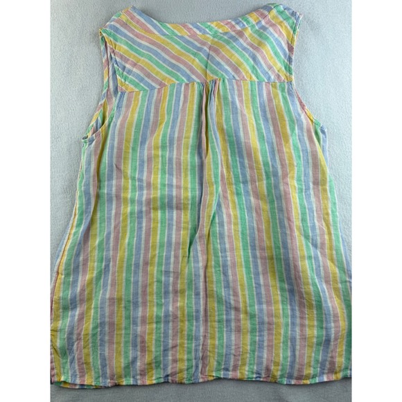 Talbots Striped Sleeveless Top Pastel Colors V-Neck Casual Blouse Size S - Picture 9 of 9